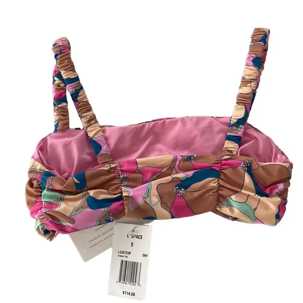 L*Space Joanna Bikini Swimwear Top Ruched in Sundazed Floral Bralette Style